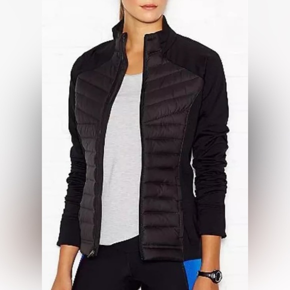 Lucy Tech Women's Large BLK Athletic Full Zip Insulated Down Quilted Jacket Run - Picture 1 of 12